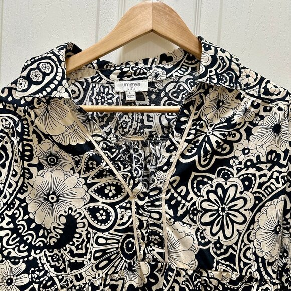 Umgee Tunic Top Women's Size L Mixed Floral Print Hi Low Hem Boho Chic Feminine - Picture 4 of 16